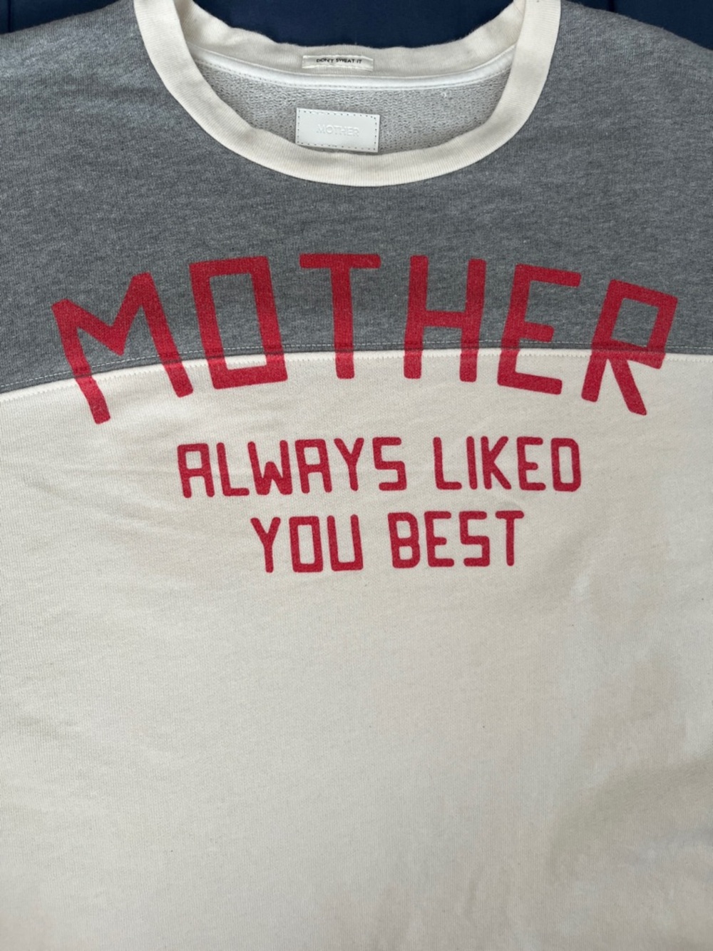 VGUC - MOTHER - The Champ Pull Over - Chalk and Heather Grey - Sz Medium - Picture 9 of 16